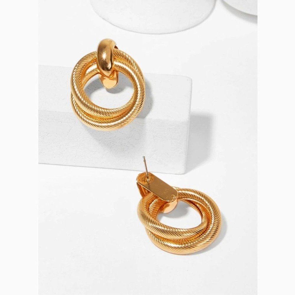 3/$30 Double Ring Stud Hoop Statement Earrings